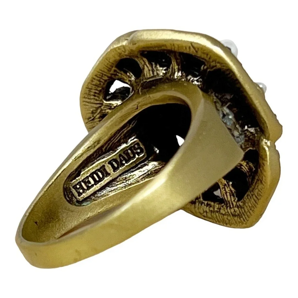 Heidi Daus Pearl Swarovski Crystal Designer Ring